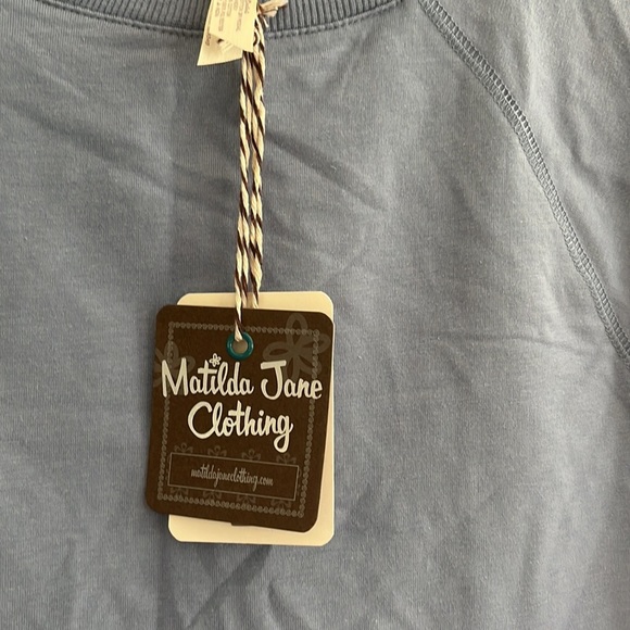 Matilda Jane In The Moment French Terry Sweatshirt Blue M Cottage Eyelet NWT - Picture 3 of 6